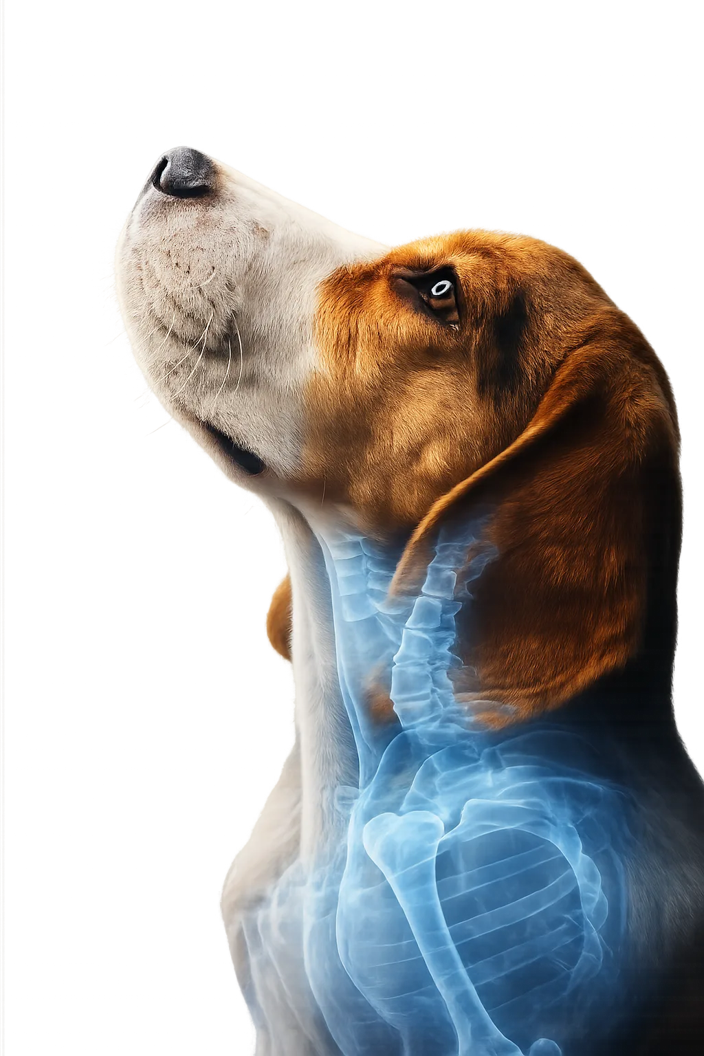 Dog with skeletal x-ray overlay