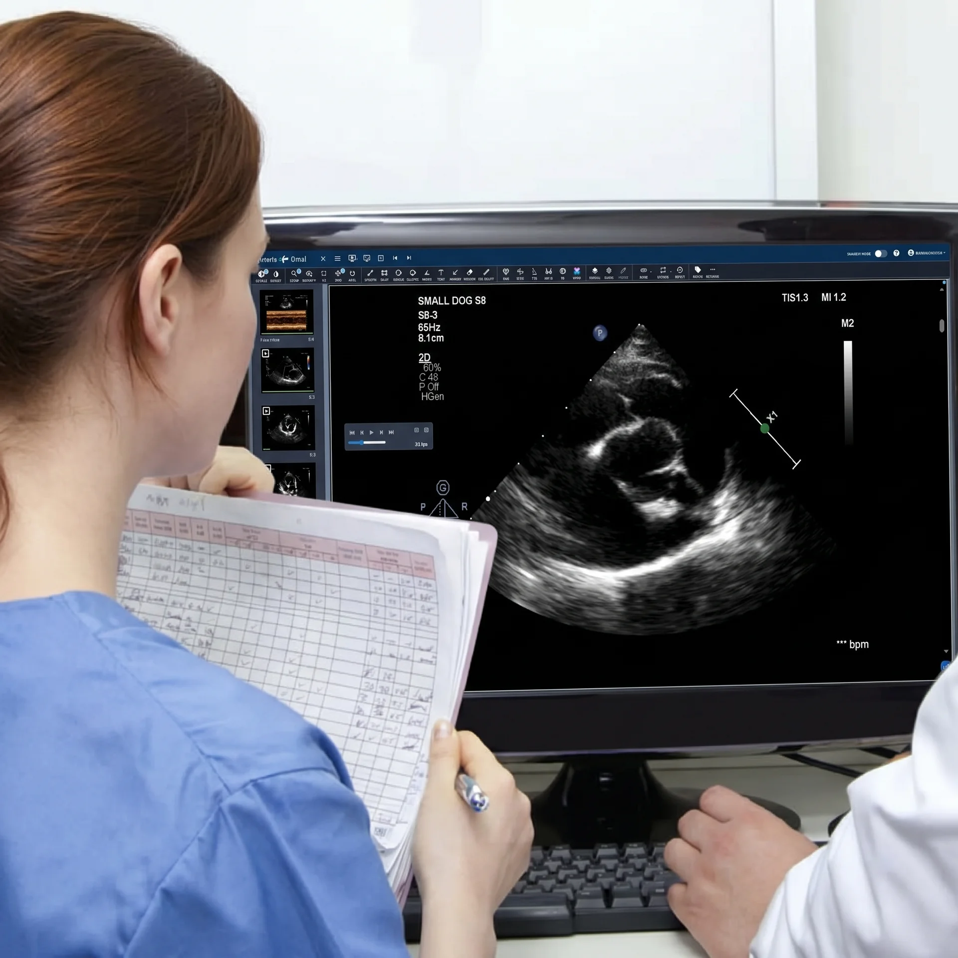 Veterinary team reviewing an ultrasound in Keystone